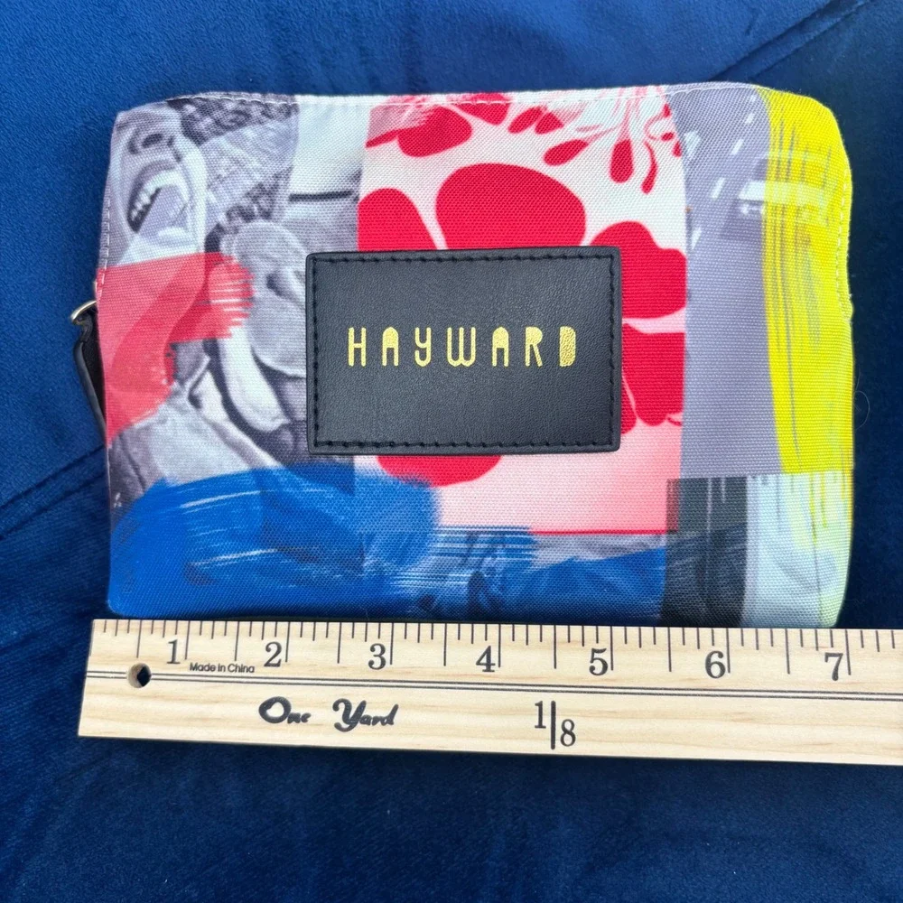 Hayward Luxury Canvas Cosmetic Pouch Multi Color Collage Print Makeup Bag